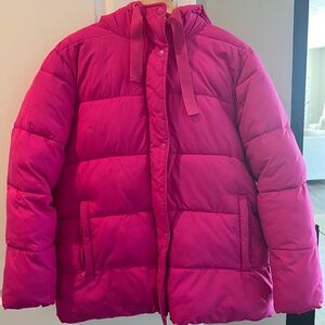 Gap hot pink puffer coat - size small